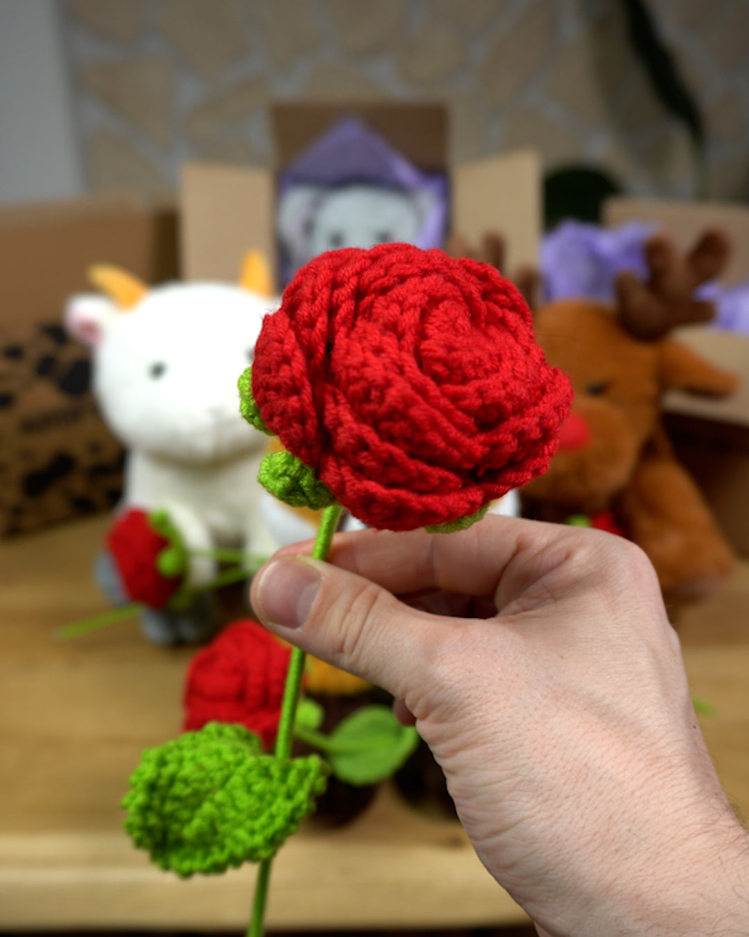 Rose tricotée au crochet